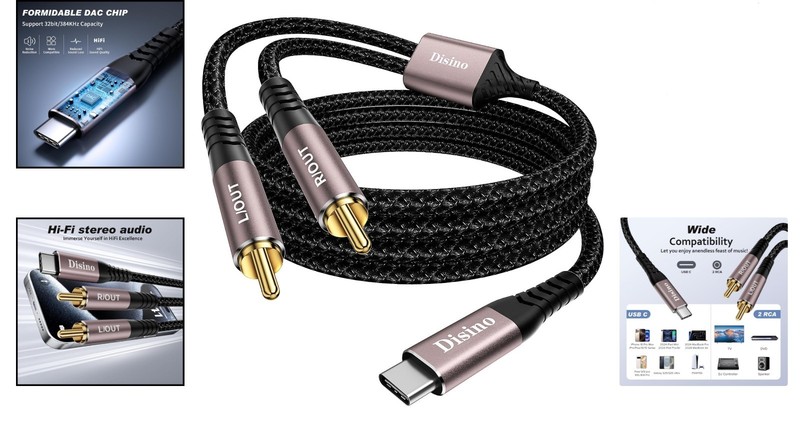 3.3ft USB C to RCA Audio Cable – Plug & Play, Tangle-Free Convenience gallery