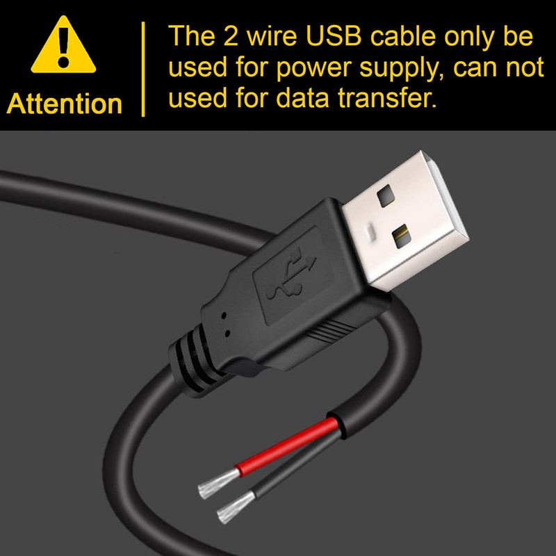 3PCS 1M/3.3FT Long 18AWG USB Pigtail 2 Wire,5V 7A USB 2.0 Plug 2pin Bare Wire... gallery