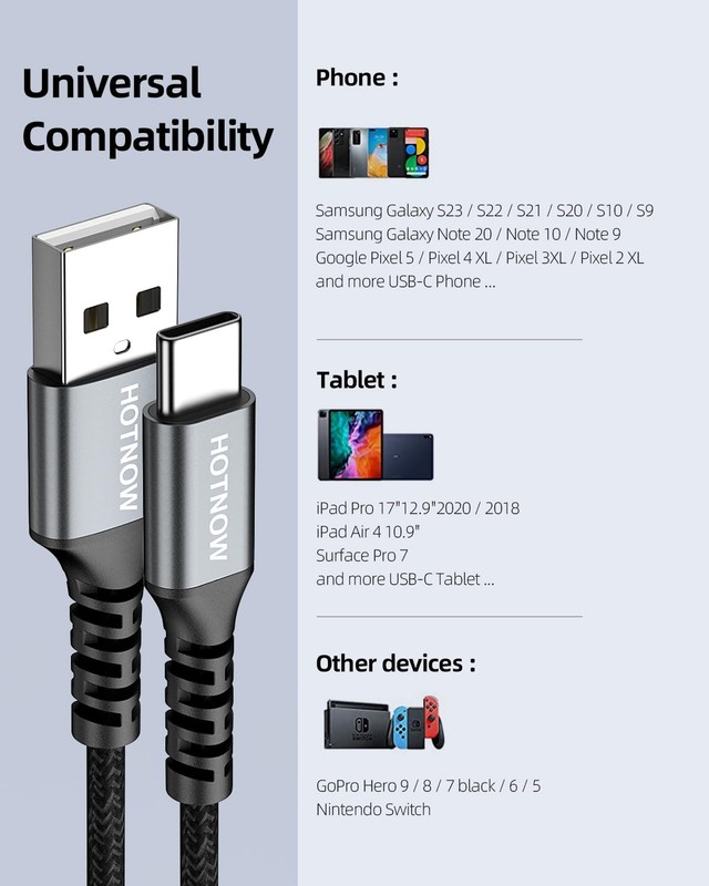 Short USB C Cable 0.5FT 3 Pack, 6 inch USB A to USB C Cord Fast Charging Type C gallery