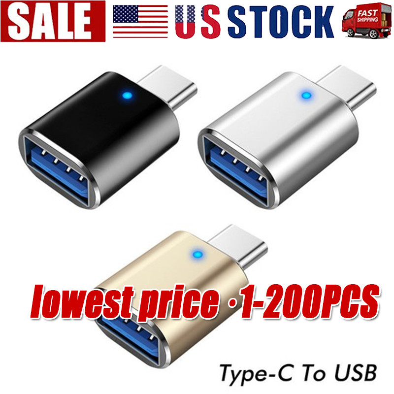 LED USB-C 3.1 Male to USBA Female Adapter Converter OTG Type C Android Phone LOT