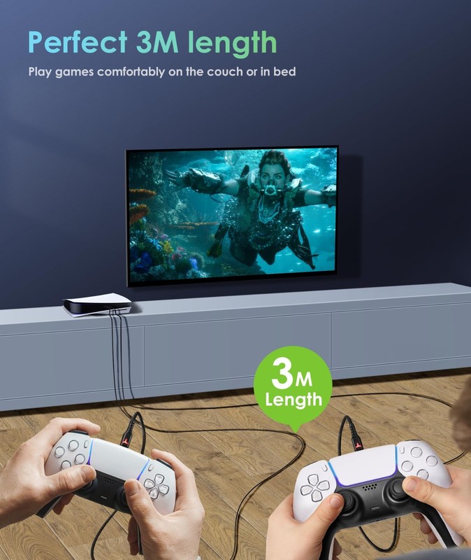 10FT USB Type C Charging Cable 2 Pack for PS5, Xbox Series X/S, Switch - Fast Ch gallery