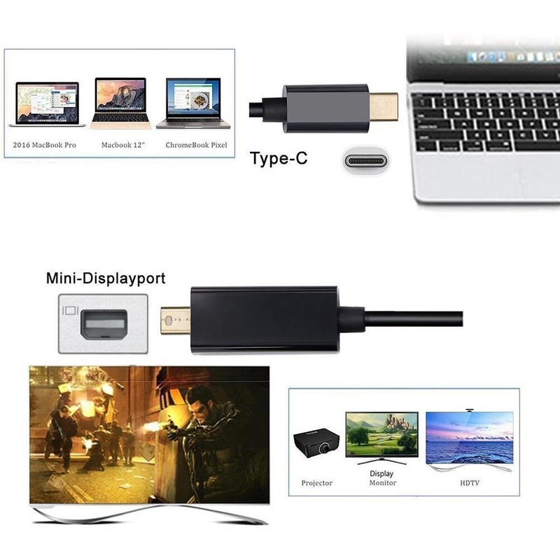 Premium USB Type-C to Mini DisplayPort Male Cable 4K@60Hz For Apple iPad Pro Air gallery