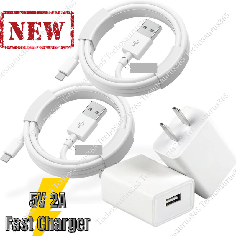 2 PACK USB Wall Fast Charger Plug Cable 3/6Ft For iPhone SE 6 7 8 X 11 12 13 14