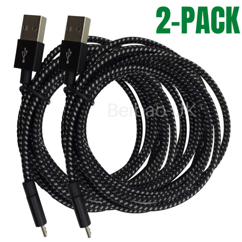 2 Pack 10FT Micro USB Charger Cable Fast Charging Cord For Samsung Android Phone