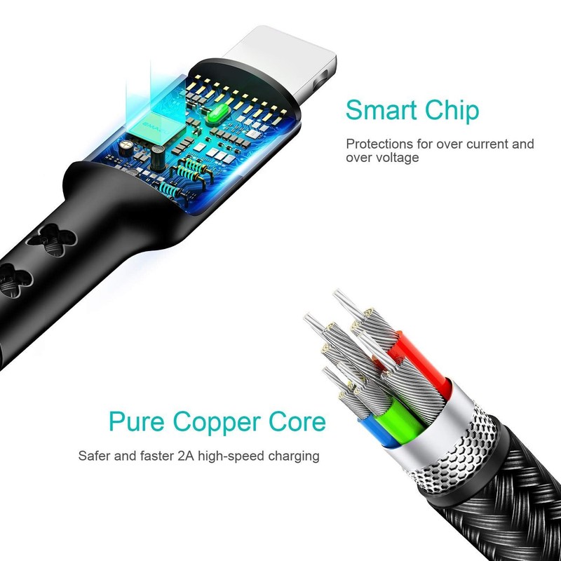 2 Pack Multi USB Charging Cable 3 In 1 Short Fast Charger Cord Premium Lead gallery