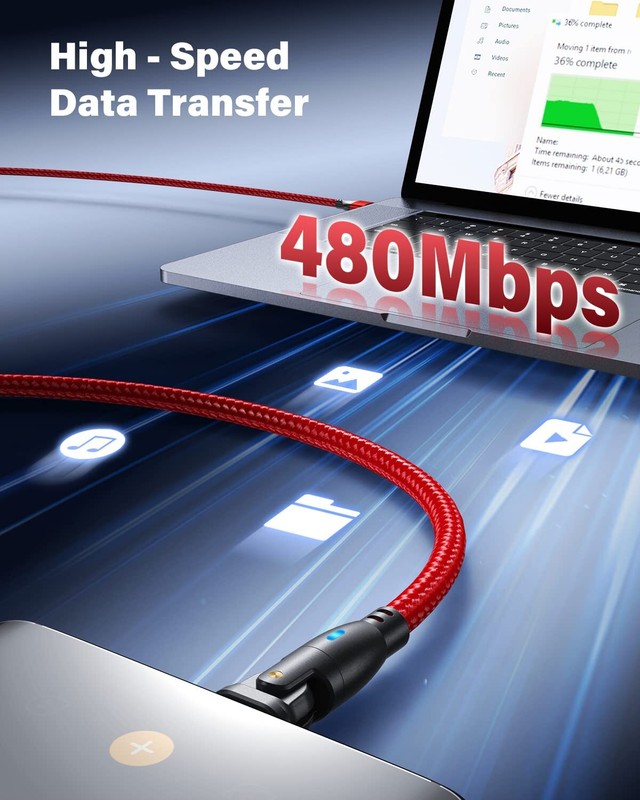 USB C Cable 6Ft(3Pack-6.6Ft/6.6Ft/6.6Ft), 180° Rotation USB to USB C Cable/3A US gallery