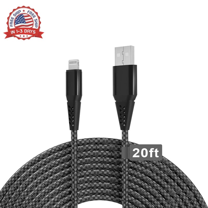 Long iPhone Charger Cord 20FT (6M) [Apple MFi Certified] Extra Long iPhone Cable