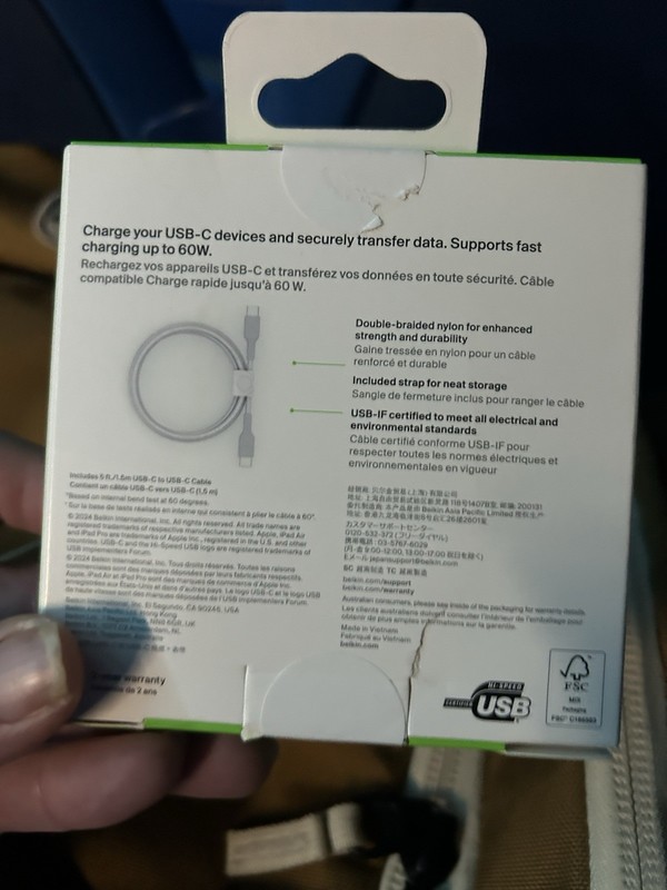 Belkin BoostCharge 5ft Braided USB-C Cable Gray Fast Charge for Apple Samsung gallery