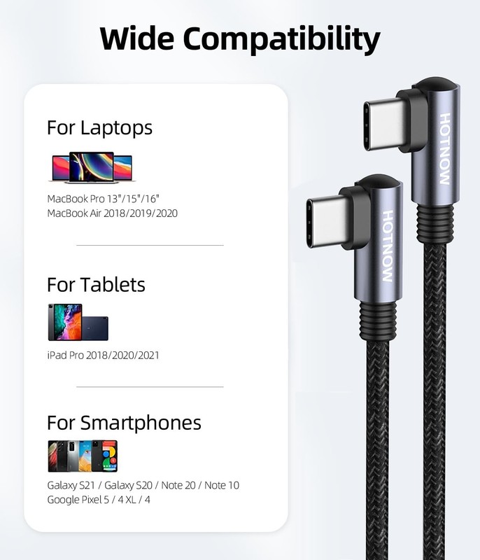 USB C to USB C Cable Right Angle 1ft 3Pack, 12inch PD 65W Type C USB 2.0 Fast... gallery