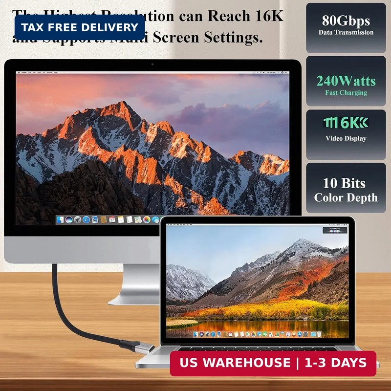 High-Speed USB 4 Cable,USB C Male Fast Charging Cable Supports 80Gbps/240W Charg gallery