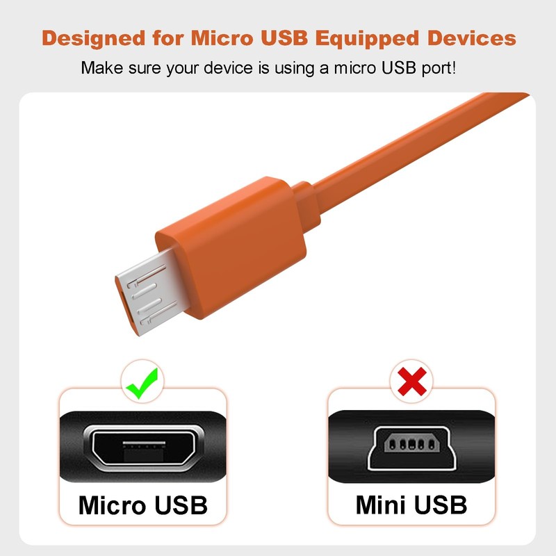 Orange 3.3ft Micro USB Charging Cable with Fitbit Charge 3/2/Flip 4/Pulse 2/F... gallery