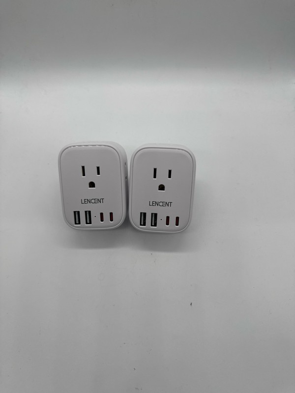 LENCENT 2 Pack Travel Power Adapter Schuko 4 USB 4 Outlet US to EU White