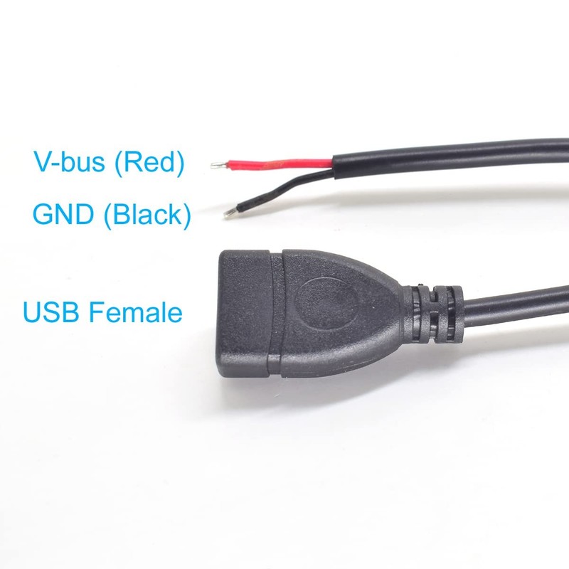 2PCS USB Pigtail Cable 3.3Ft(1M) USB 2.0 Female Jack to Open-end 2 Wires 20AW... gallery