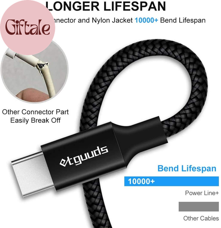 USB a to USB C Cable 5-Pack (3/3/6/6/10 Ft), Fast Charging Type C Charger Cord f gallery