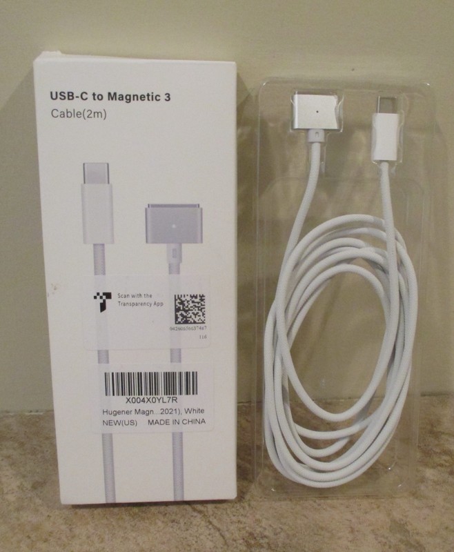 USB-C To Magnetic 3 Cable – 2m Long – White – New, Open Box