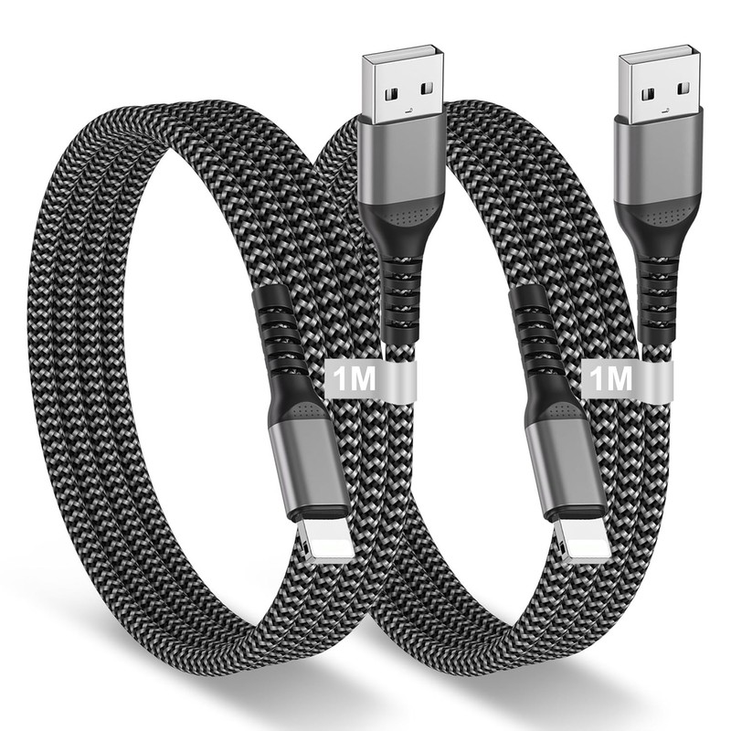 2Pack iPhone Charger Fast Charging USB ,3ft for Apple Charger Cord, Nylon Braide