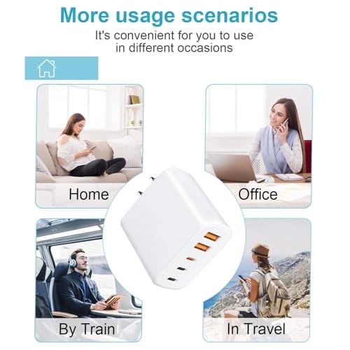 USB C Wall Charger，Multi-Port (3C+2A) Fast Charging Wall Plug with 4FT& 6FT gallery