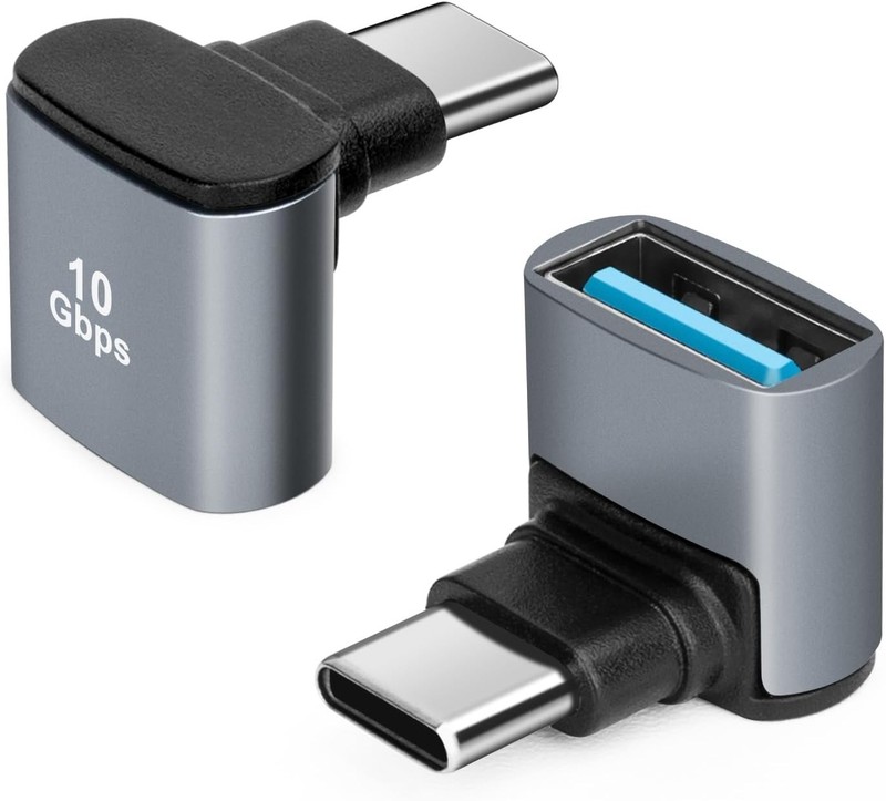 Right Angle USB-C to USB 3.1 OTG Adapter 90° Type C Male to USB-A Female 2 Pack