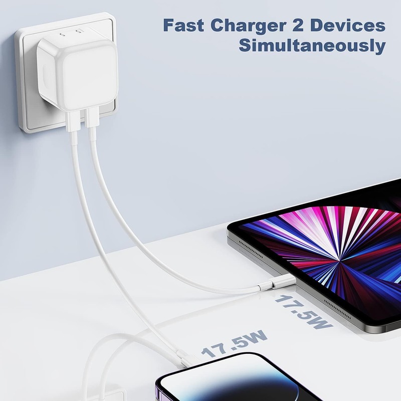 35W USB-C Dual Port Fast Charger Cube PD Adapter For iPhone 17/16/15/14/Pro Lot gallery