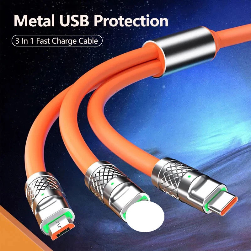 3 in 1 Fast Charging Cable Cell Phone Charger Cord For iPhone Type C Micro USB gallery