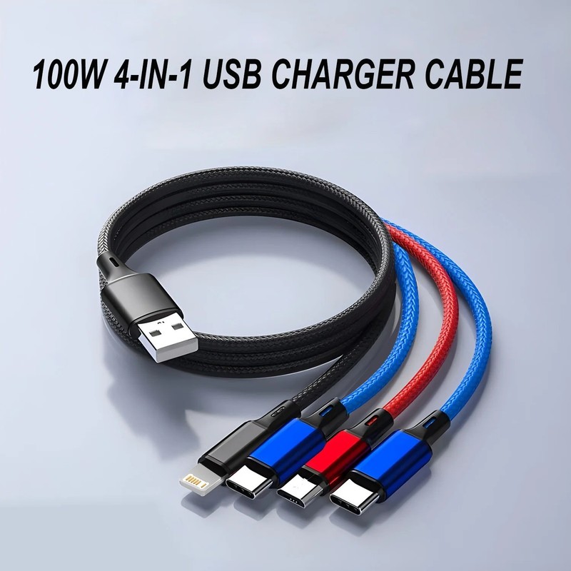 4 in 1 Multi Charger Cable For iPhone 15 14 13Pro Max Mini 3 in 1 Micro USB Type gallery