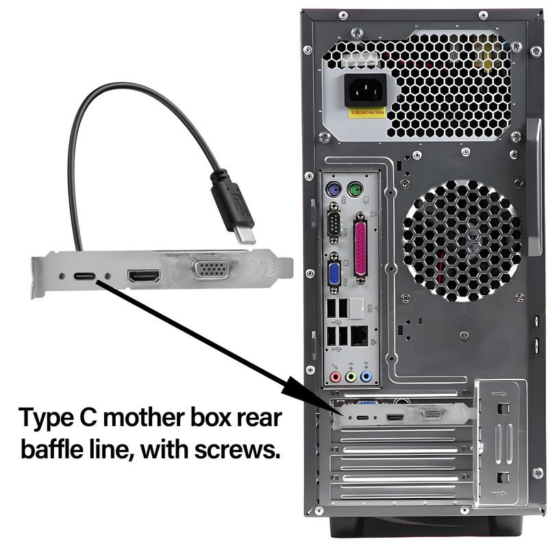 USB 2.0 Type C Panel Mount Adapter Cable 90 Degree Angle Male Female 30cm gallery