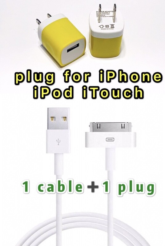 USB Charger Cable +Color Wall Plug Charger for For iPhone 4 4G 4S 3GS iPod Nano gallery