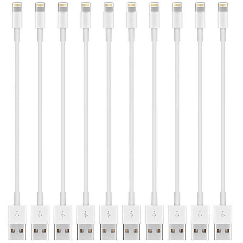 10 Pack 20cm Short Data Charging USB Cable Cord for Apple iPhone iPad iPod Bulk