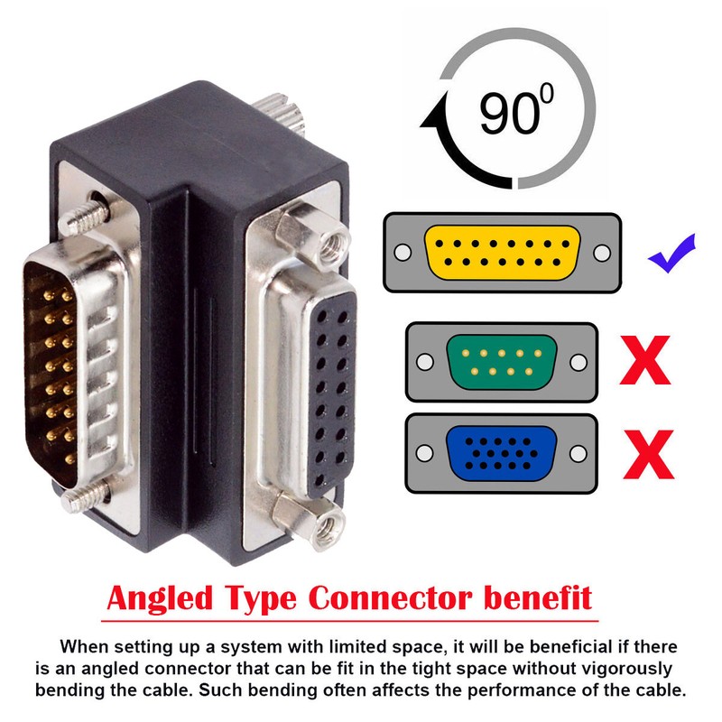 NFHK 90 Degree Angled DSUB D-subminiature 15pin Male to Female Extension Adapter gallery
