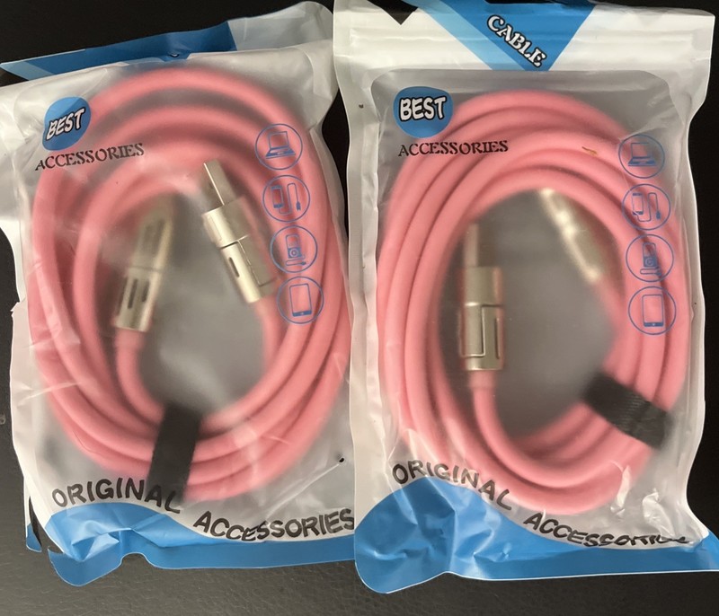 Heavy Duty Duel Charging Cable 6ft Pack Of 2 Pink