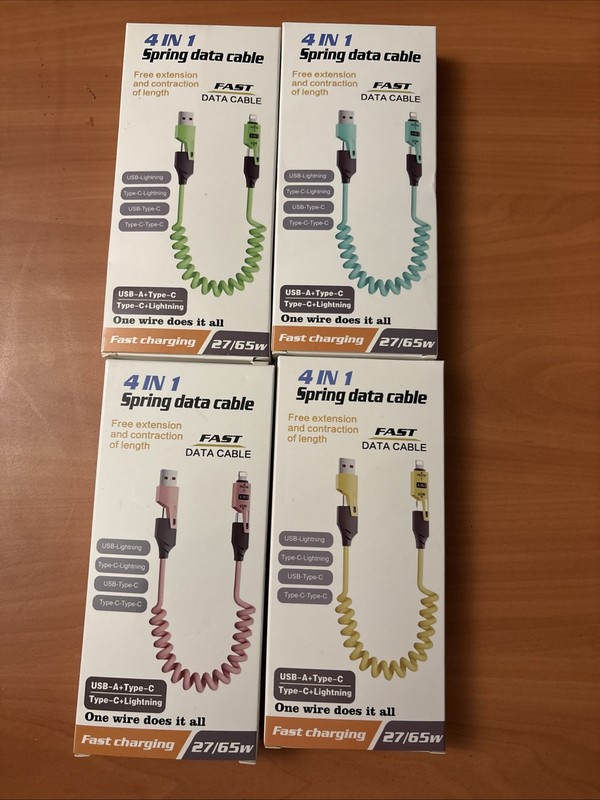 4-in-1 Retractable USB C to Apple Connector Fast Charging Cable for iPhone 15 14
