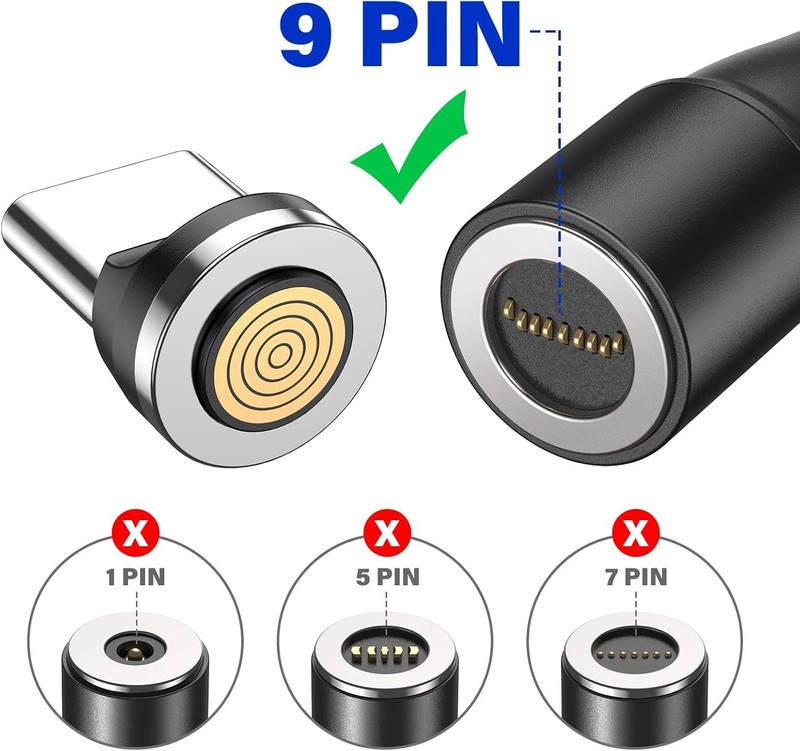 Elegant 9Pin USB C Magnetic Charging Tips - Fast 60W/100W Performance, 3 Count gallery
