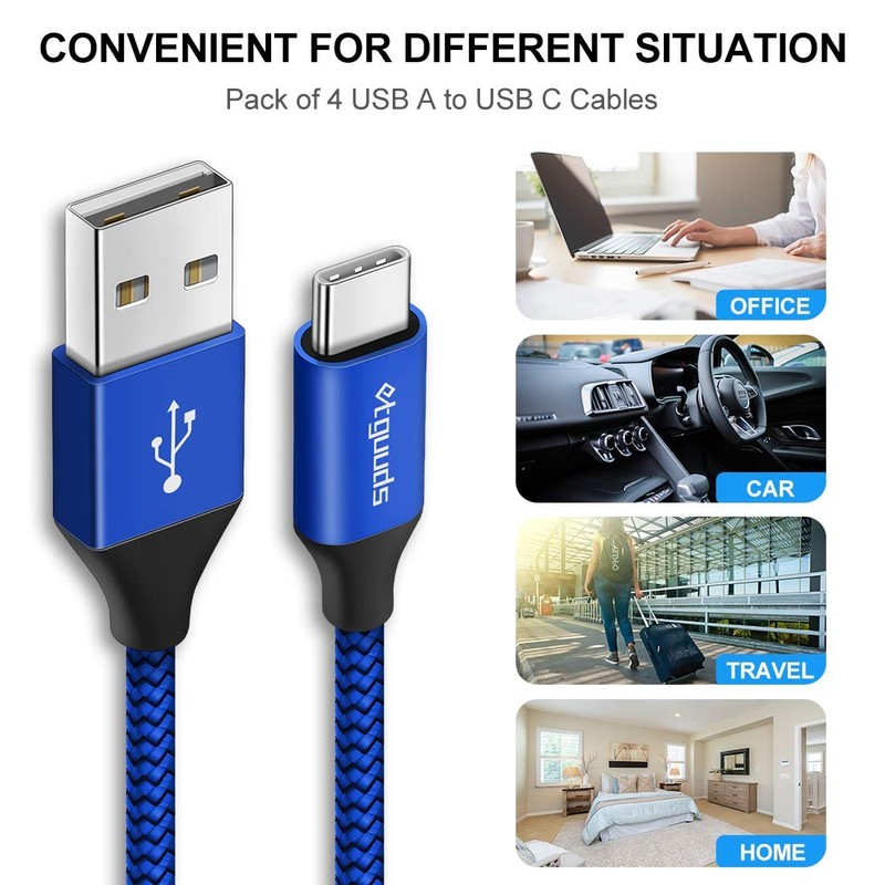 Blue Long USB A to USB C Cable 10ft, 2-Pack Fast Charging Type C Charger Cord... gallery