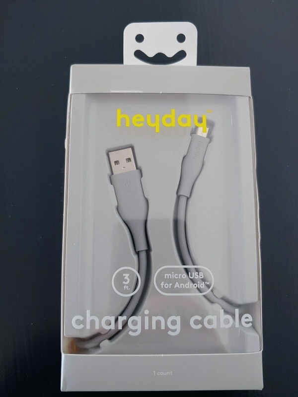 Heyday Charging Cable 3′ micro USB for Android Round Cable- Grey FAST SHIPPING!!