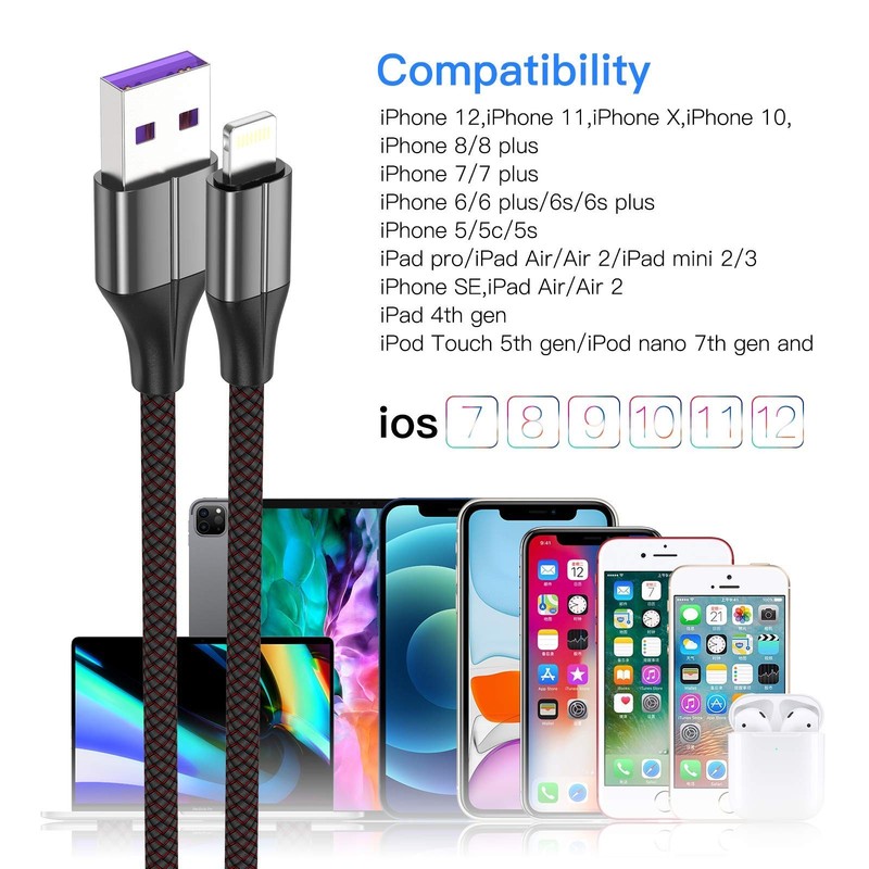 Short iPhone Charger [MFi Certified], 3 Pack 1 feet Short Lightning Cable & D... gallery