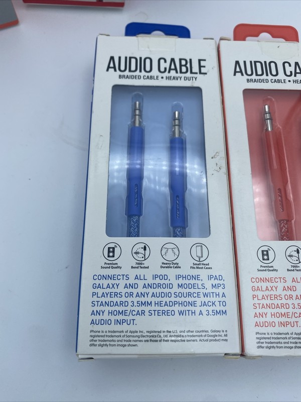 4 Audio Cable 3 Ft Tangle Free Heavy Duty iPod W/jack iPad 3.5mm MP3 New gallery