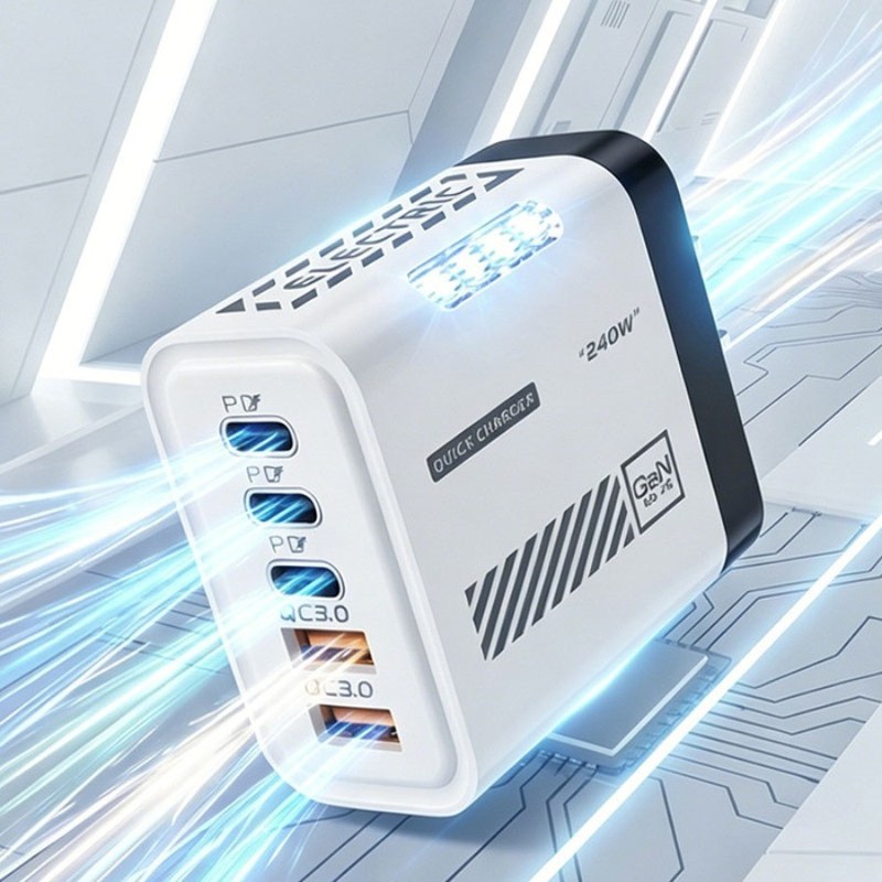 240W GaN USB-C 5 Port Fast Charger Phone Adapter iPhone Samsung Xiaomi gallery