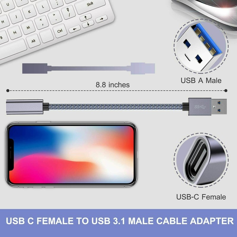 USB C 3.1 Type C Female to USB 3.0 Type A Male Port Converter Adapter Plug Cord gallery