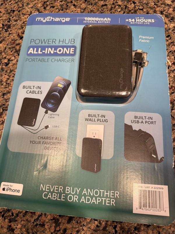 myCharge 10000mAh Turbo USB-C Lighting Powerbank + BUILT IN AC – BRAND NEW!!