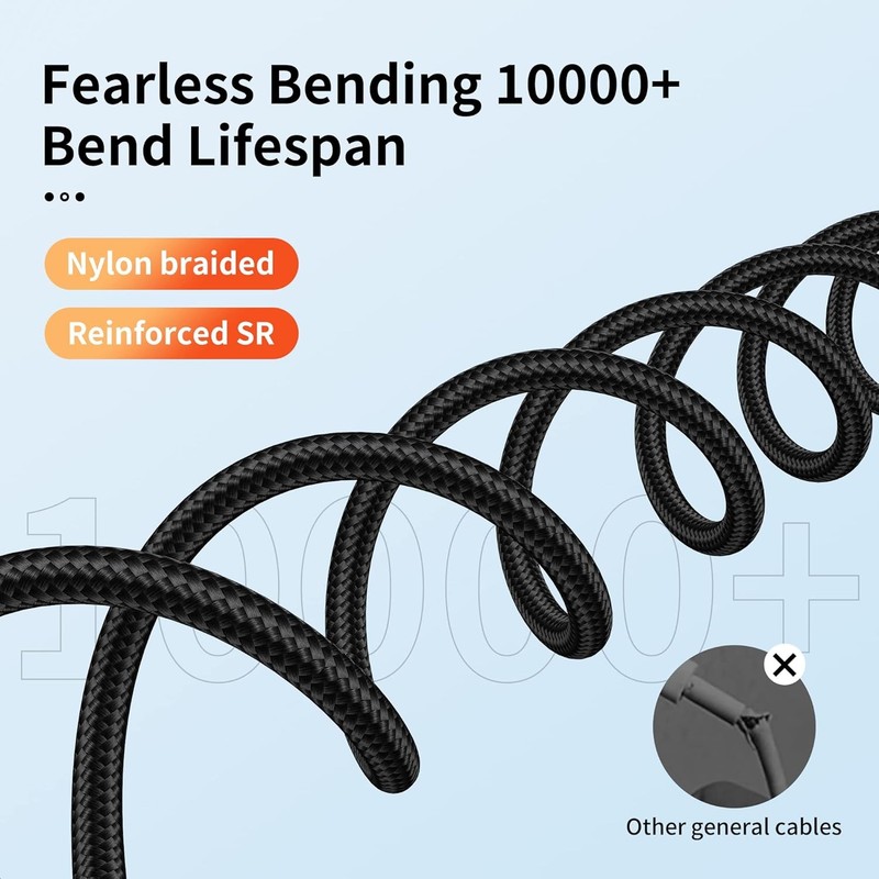 USB-C Cable 3-Pack (3ft/6ft/6ft), USB A to USB-C Fast Charging Cord, Nylon Braid gallery