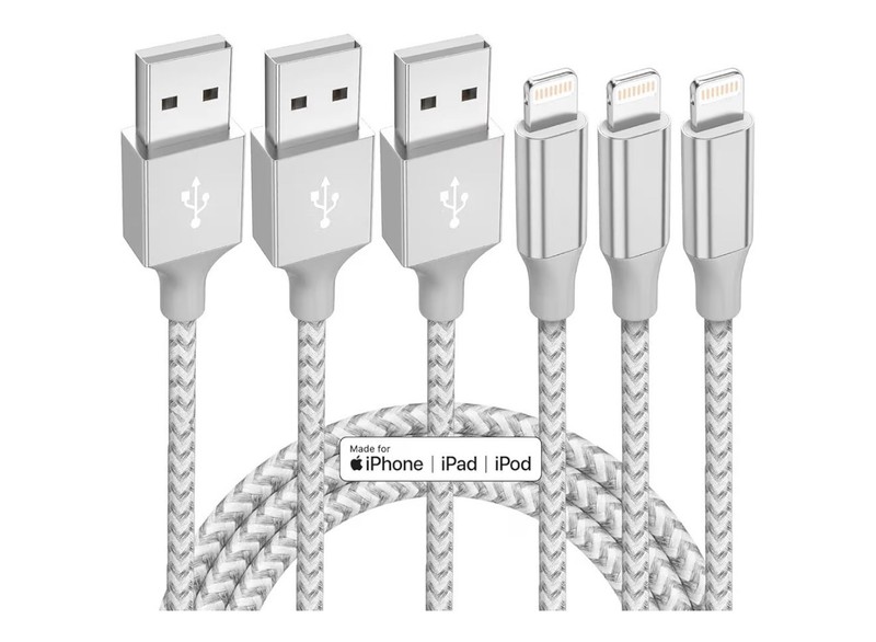 iPhone Charger 3 Pack 10 ft Apple MFi Certified Lightning Nylon Braided Cable…