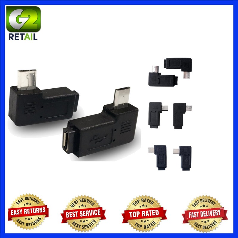 Effortless Connectivity: 1 Pair 90-Degree Micro USB Male to Female Adapters