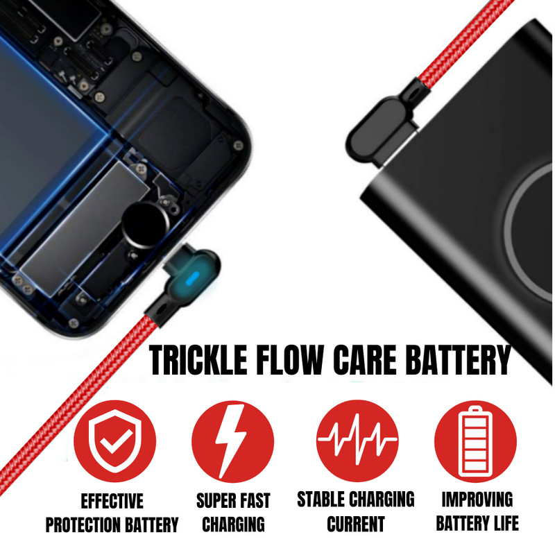 90° Right Angle USB Charger Cable Fast Charging Cord For iPhone 14 13 12 11 8 XR gallery