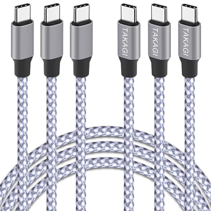 USB C to USB C Cable,Type C Charger Fast Charging Cable 60W 3ft 3Pack Nylo