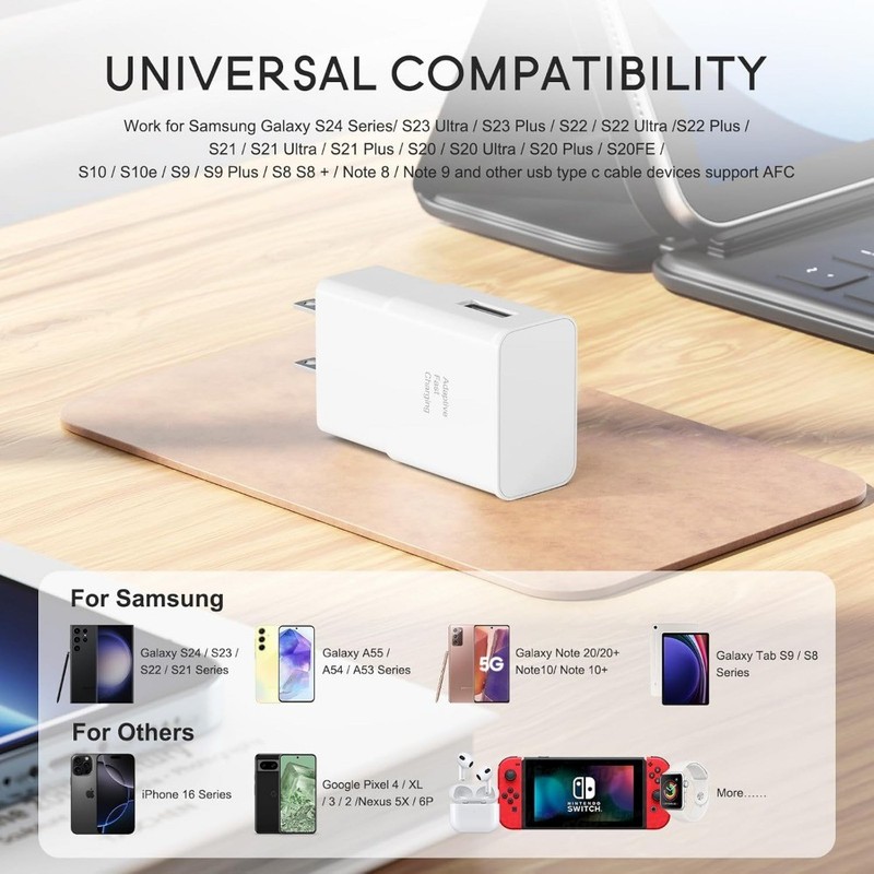ADAPTIVE FAST CHARGING WALL CHARGER ADAPTER FOR SAMSUNG S7 S8 S9 S10 Note 8 9 10 gallery