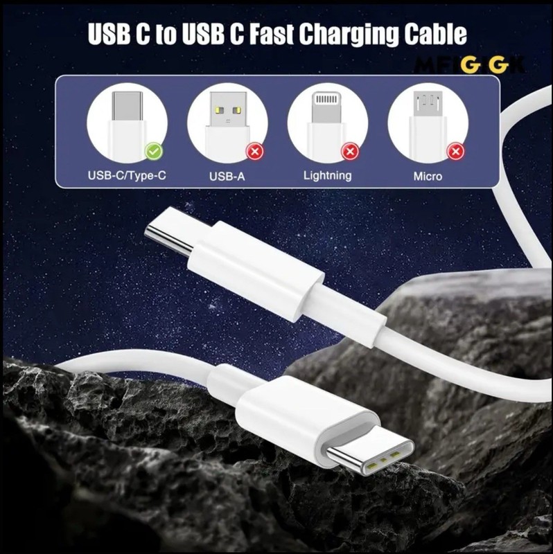 2x 60W PD Fast Charging Cable For iPhone, Samsung Android Type C to USB C gallery