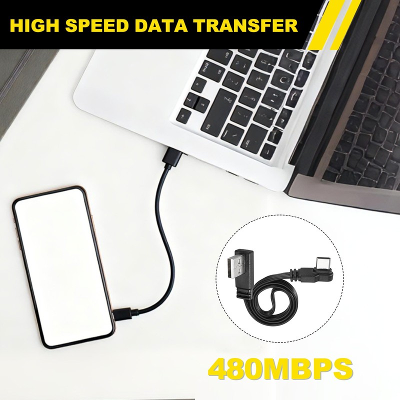 90 Degree USB A to USB C Cable, 11.8" Right Angle USB A Male to Male USB C Cable gallery