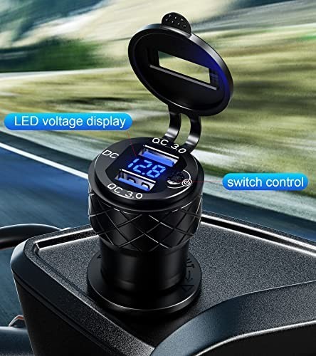 Aluminum DIN Plug Dual Quick 3.0 USB Charger Power Adapter for 12V-24V Motorcycl gallery