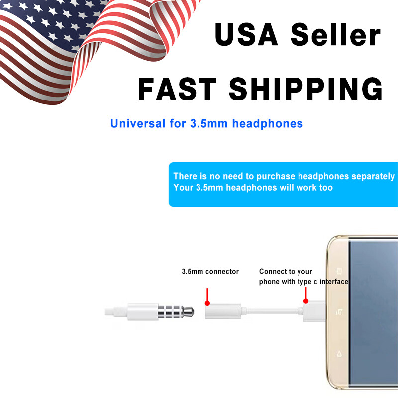 USB C Type C Adapter to 3.5MM Aux Audio Jack Earphone Headphone Cable USB White gallery