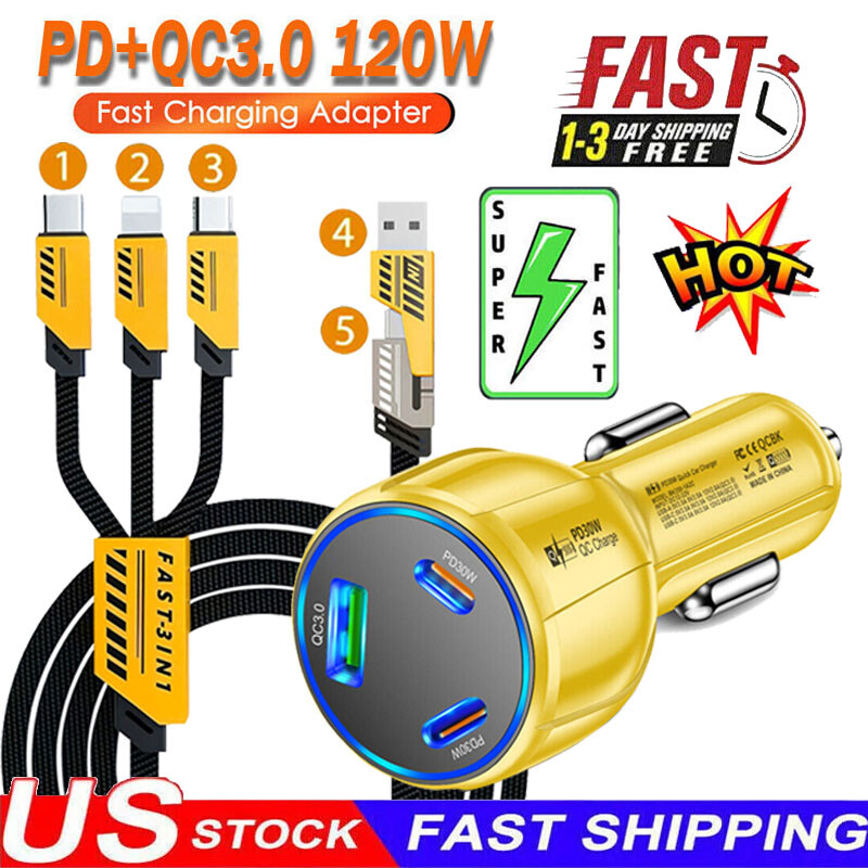 90W Doub USB-C PD Fast Car Charger For iPhone 16 Pro Max 16e 15 14 13 12 11 X gallery